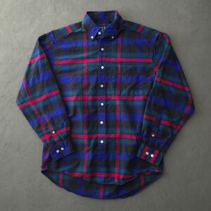 Vintage 90s GAP Flannel Button Down Shirt Medium Blue Plaid Long Sleeve GAP